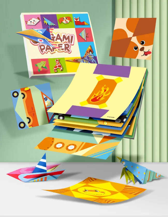Kids Origami Paper Kit, Printed Folding Paper, DIY Art Craft Supplies, Educational Toy for Boys Girls