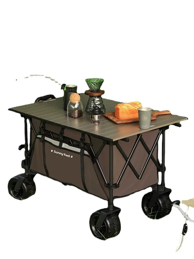 YY Outdoor Camping Cart Foldable Picnic Camp Hand Buggy Portable Camping Small Trailer