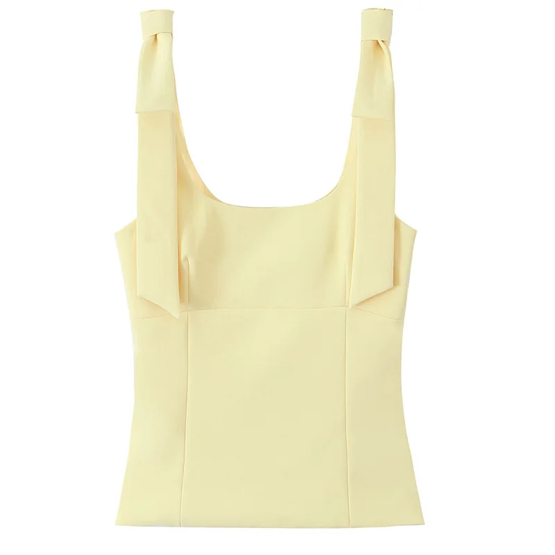 HXAO 2025 Butterfly Crop Tops For Women Summer Sleeveless White Yellow Camisole Top Woman Cuteore Backless Women's Tanks Top image 2