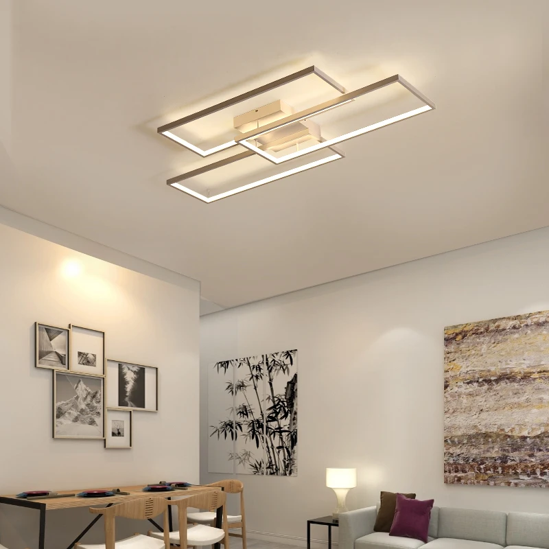 

LED ceiling lamp for living room and bedroom, creative warm square lamp, modern 110V 220V home decoration dimmable ceiling lamp