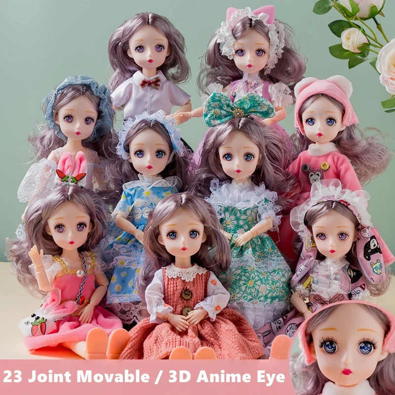 

Кукла BJD 30 см в стиле кавайи с аниме-глазами, полный комплект с одеждой и обувью, 23 подвижных суставов, кукла-принцесса для девочек, коллекционные игрушки, подарки