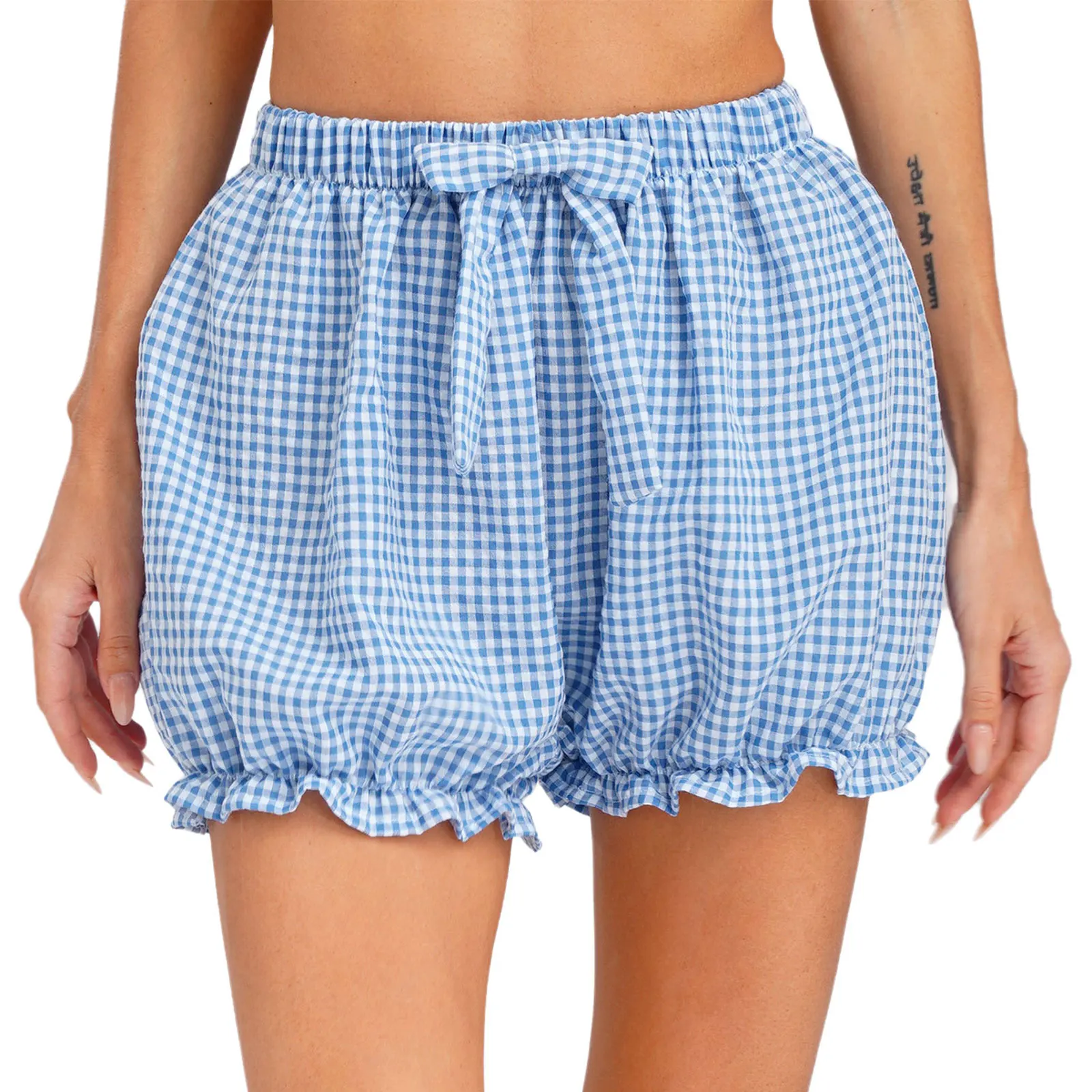 

Women Bowknot Plaid Elastic Waistband Shorts Homewear Loungewear Beachwear for Party Vacation Beach Summer Streetwear Outings