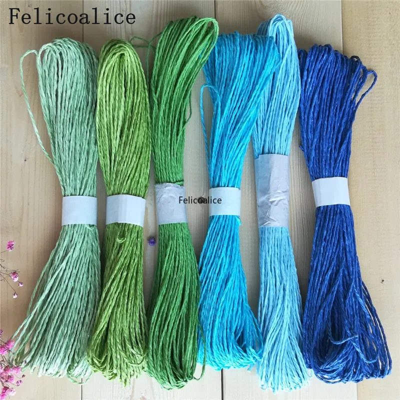 1pcs/lot 30M Rafi Grass Rope Double Piece Color Paper Rope Stickers Children DIY Hand-woven Kindergarten Art Materials