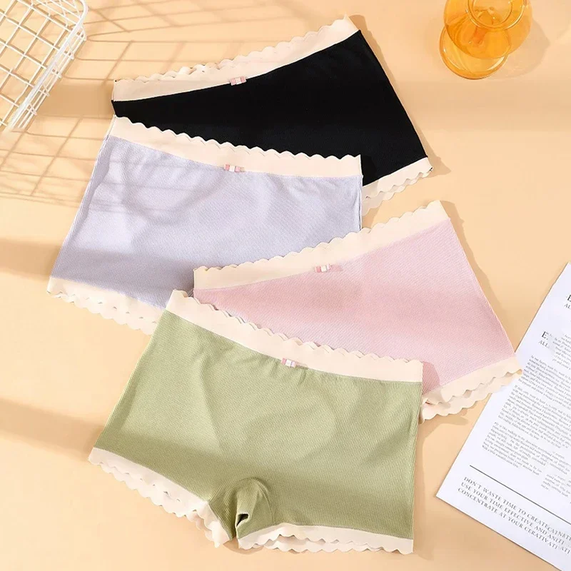 L-2Xl Cotton Panties Women's Boxer Pants Plus Size Fashion Traceless Safety Pants Sexy Lace Boxer Pants Woman Underwear