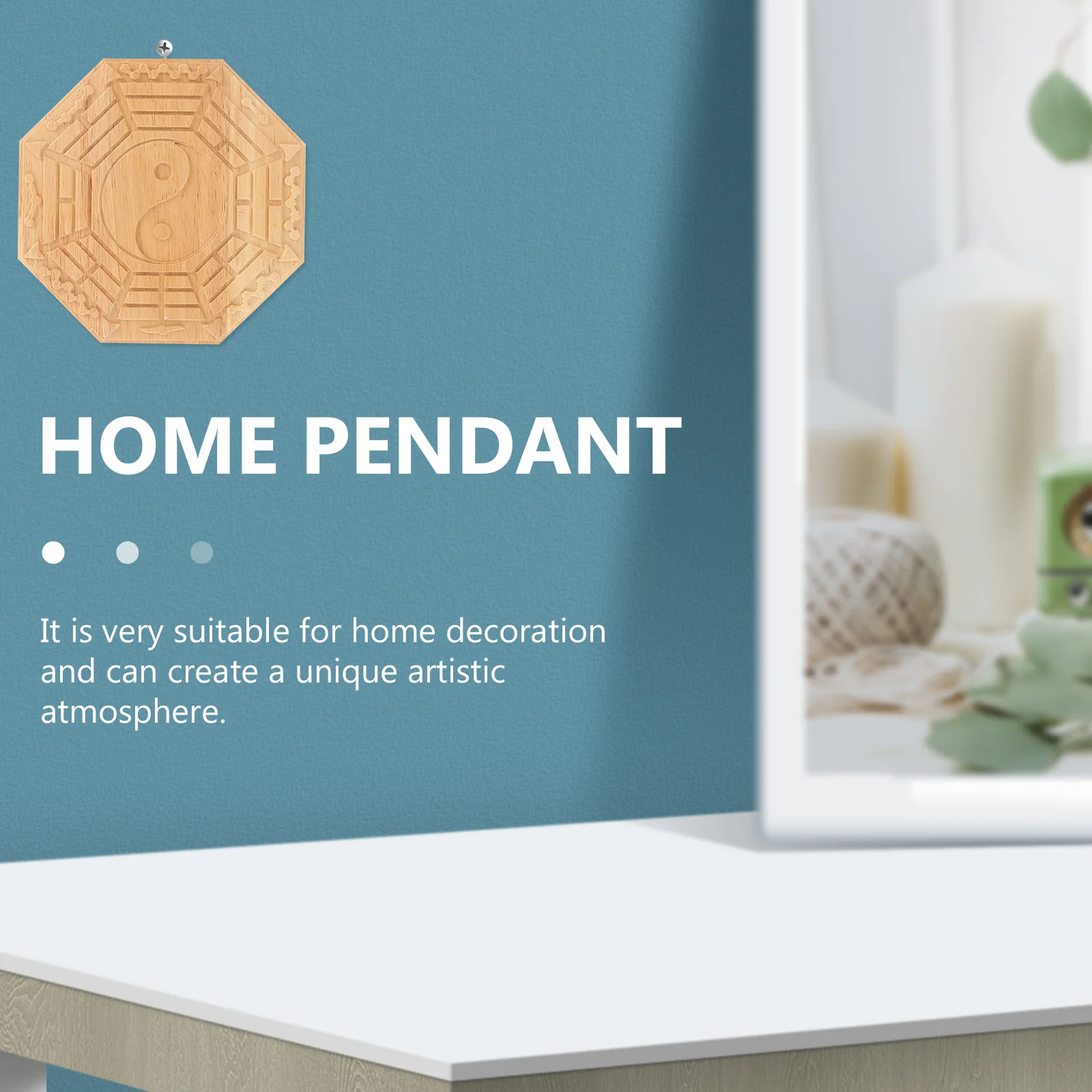 

1Pcs Delicate Wooden Tai Craft Bagua Mirror Home Decor Pendant for Driving Bad Luck Exorcism Wall Art Adorn Home Pendant