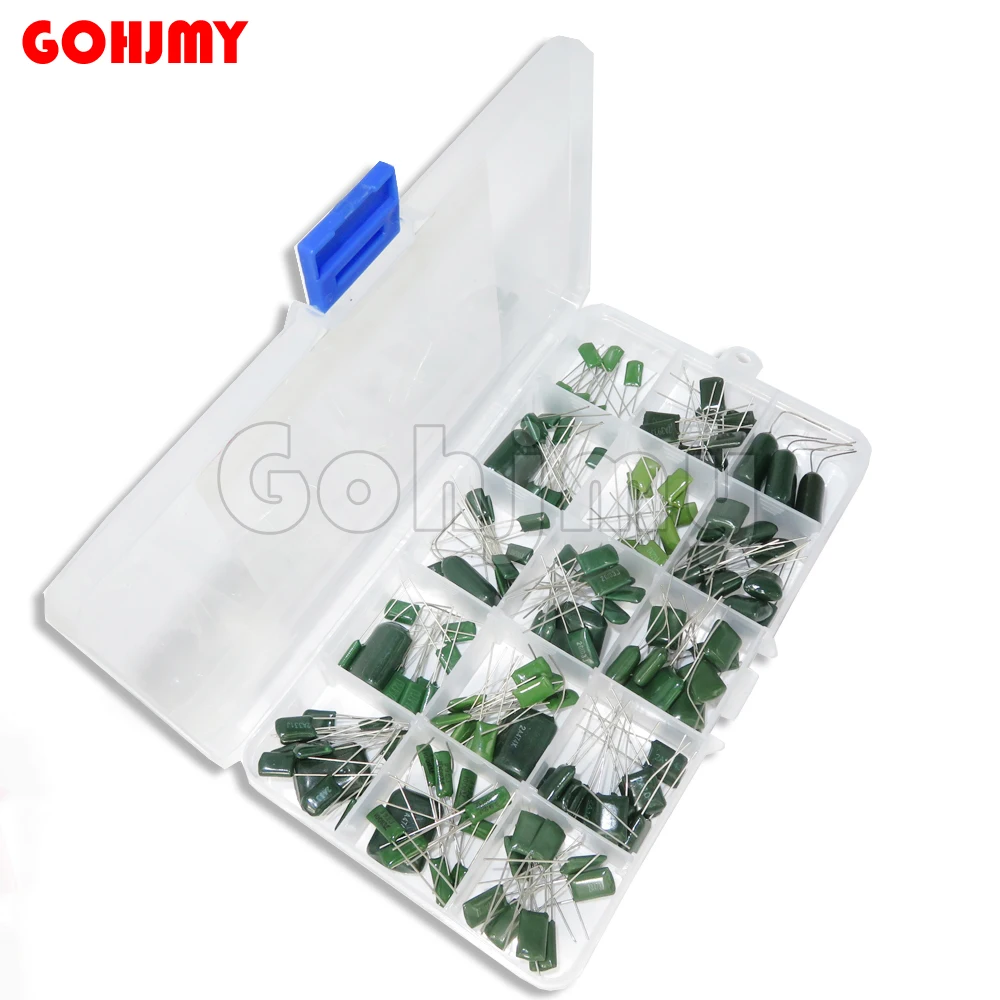 

150Pcs 15Values*10PCS Polyester Film Capacitor Kit 0.33NF 2A331J 470NF 2A474J 2A821J 2A102J 2A393J 2A474J