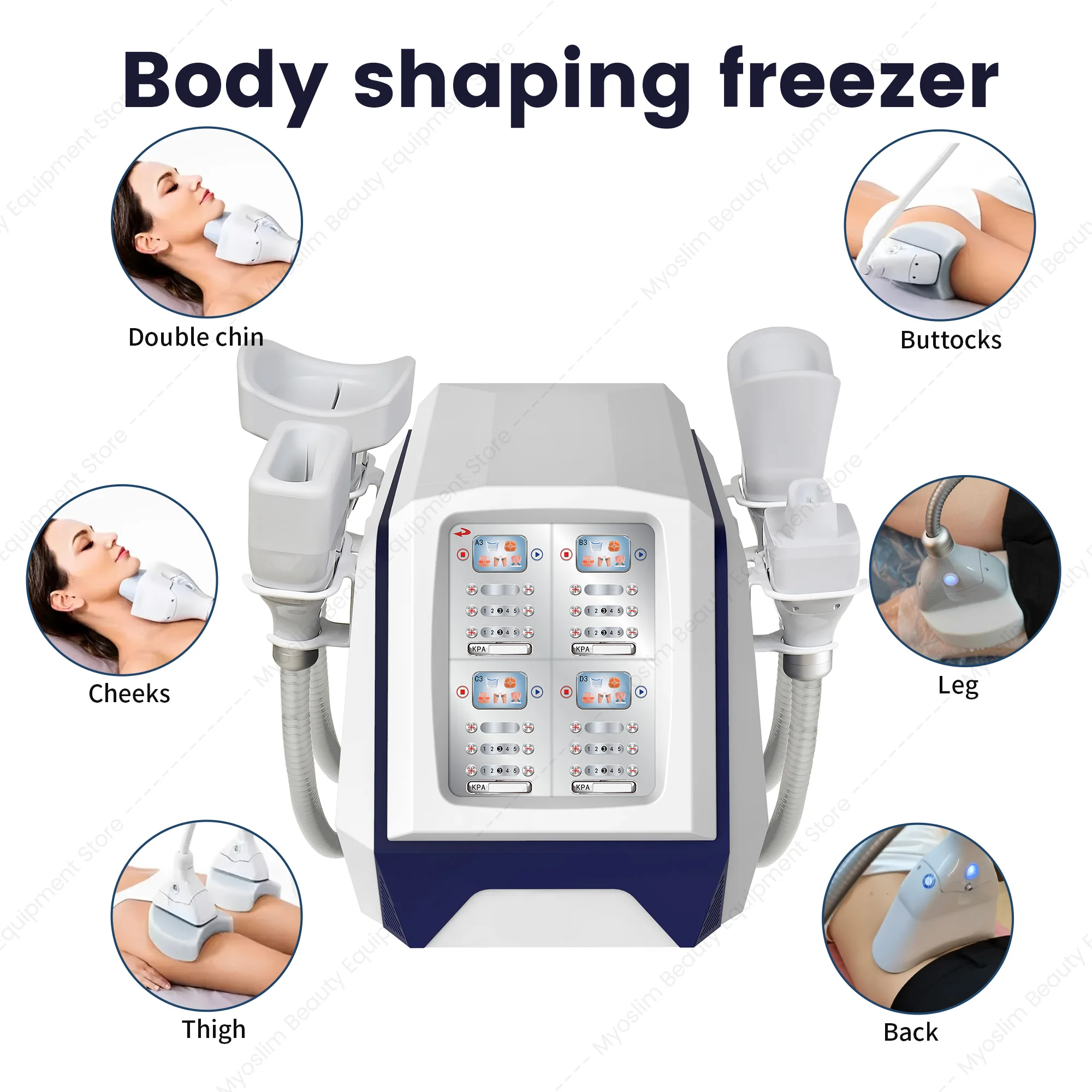 Diamond Cold Lipolysis Machine 360° Surround Cooling Dual Probes Non-Invasive Fat Reduction Device for Body Shaping