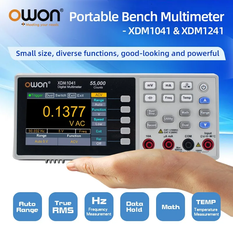 OWON XDM1041 XDM1241 4 1/2 Digital Multimeter Portable Bench True RMS DC/AC Current Voltage USB Multimetro Tester Meter SCPI