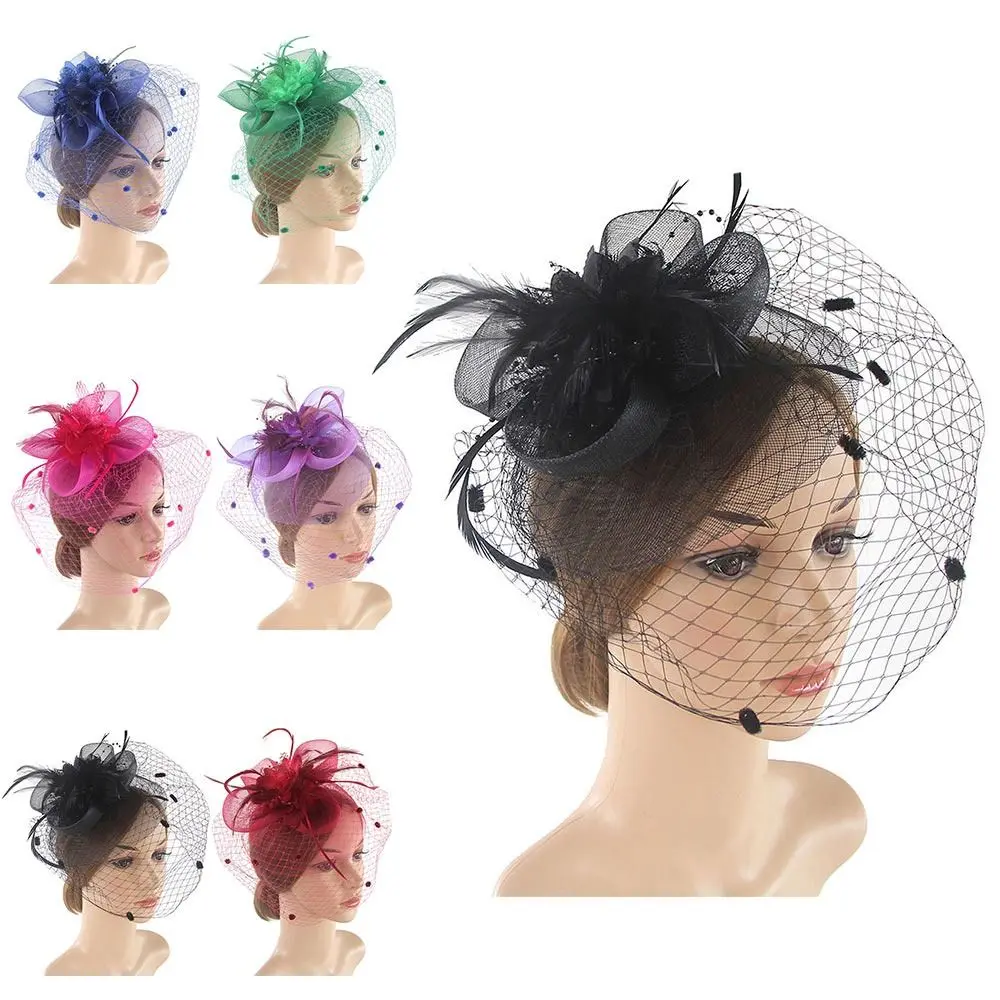 Bridal Headdress Retro Hairclip Hat Hair Decoration Wedding Flower Mesh Fascinators Top Hat Cocktail Party Headwear