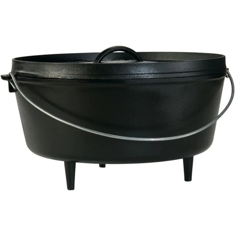 

Lodge 10 Quart Pre-Seasoned Cast Iron Camp Dutch Oven with Lid -Dual Handles - Use in the Oven,on the Stove,on the Grill or over