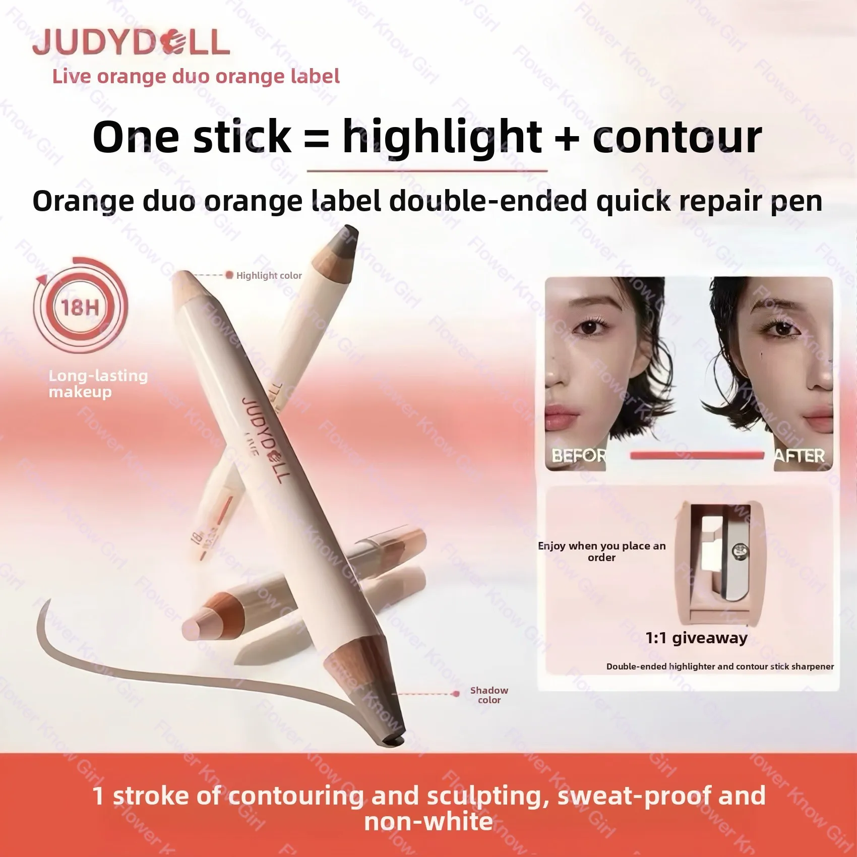 

JudydoLL Double-ended Contour Pen Nose Shadow Highlight Brightening 3D Three-dimensional Contour Stick