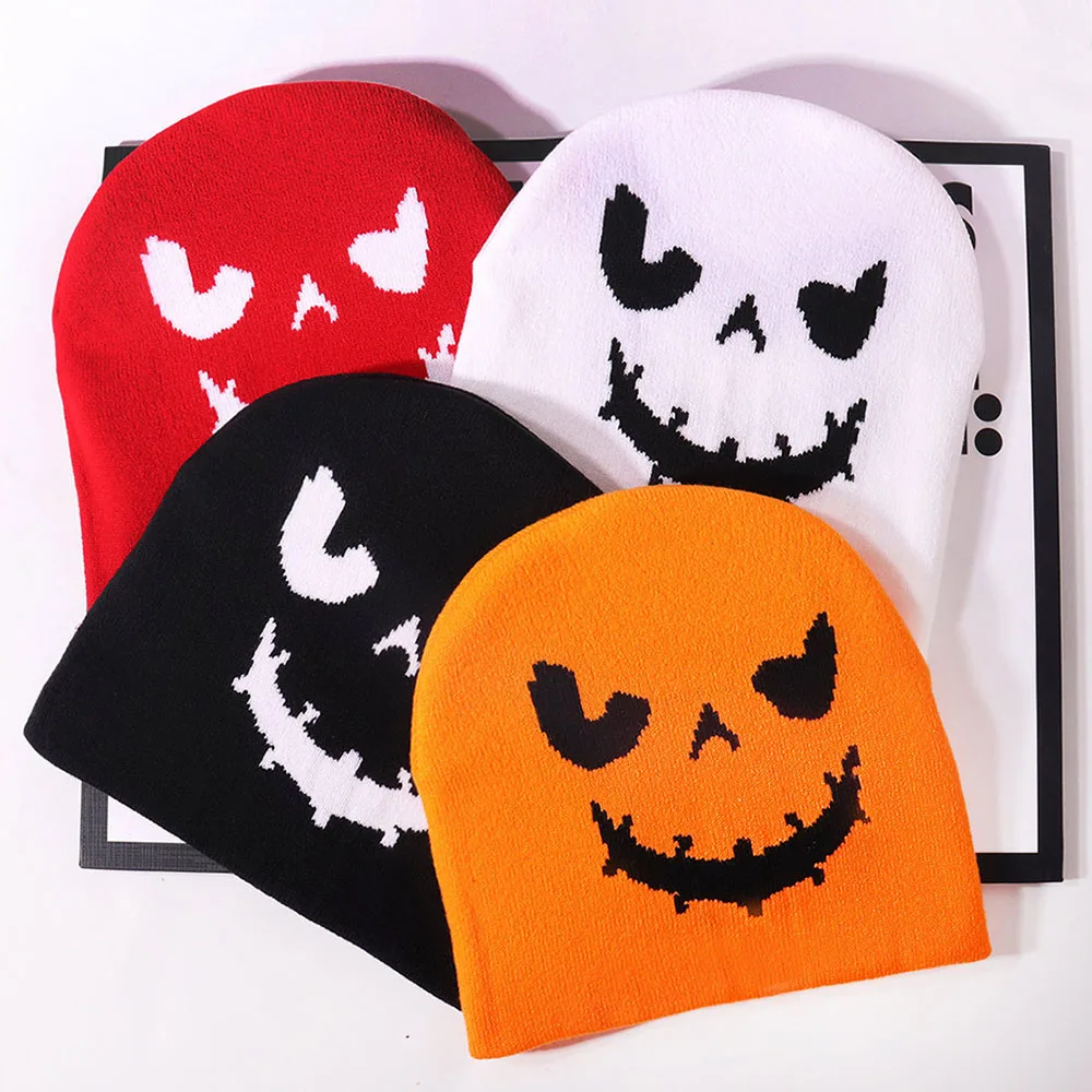 

Halloween Pumpkin Pattern Knitted Hats For Men And Women Cozy Warm Personality Hip Hop Caps Suitable Gifts