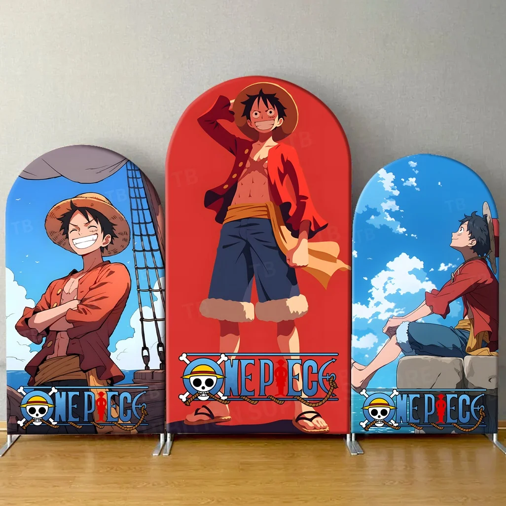 

TB One Piece Arch Backdrop Cover Navigation King Luffy for Boy Birthday Party Decoration Baby Shower Photography Background Wall