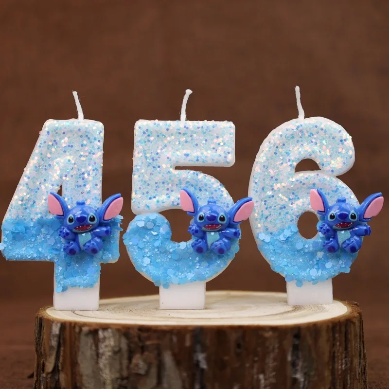

Birthday Number Candle Cute Stitch Cake Topper Colour Changing Creative Stich Digital Candles Boys Birthday Party Decorations