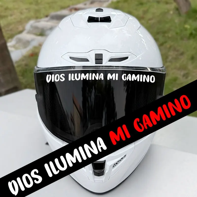 

1PC DIOS ILUMINA MI CAMINO Motorcycle Stickers Waterproof for DIY Motorbike Helmet Lenses Fuel Tanks Road Bikes Vinyl Decals