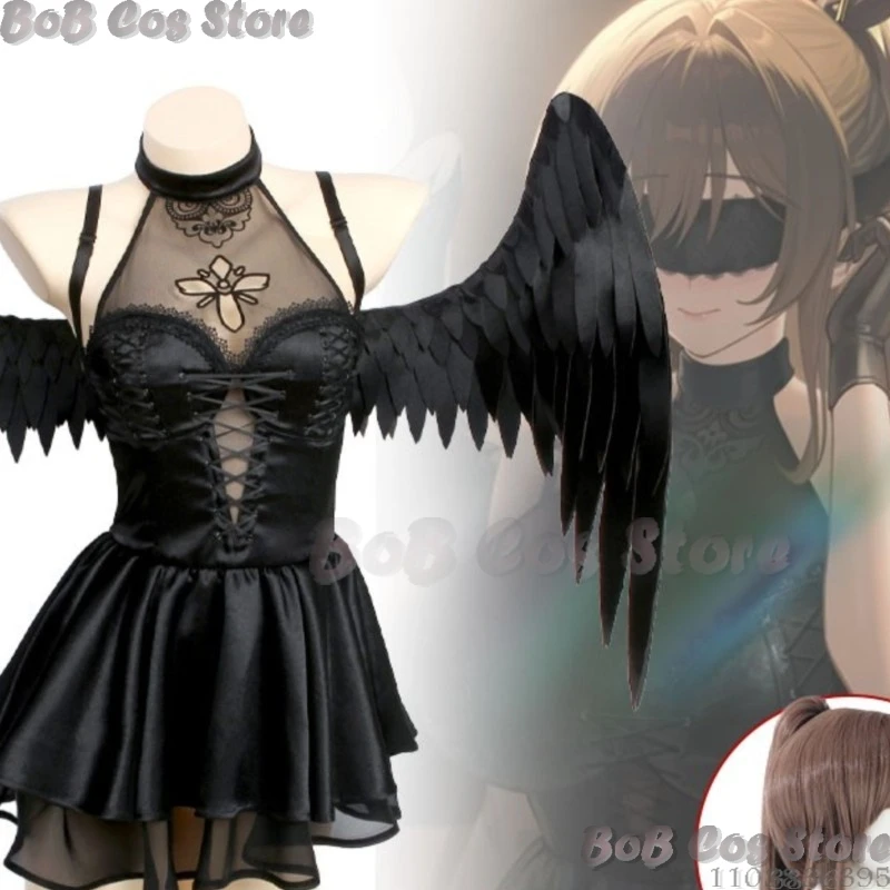 

Noir Devil Rabbit Skin Angel Black Bunny Victory Gods Cosplay Anime Gothic Lolita Angel Halloween Party Comic Con Festival