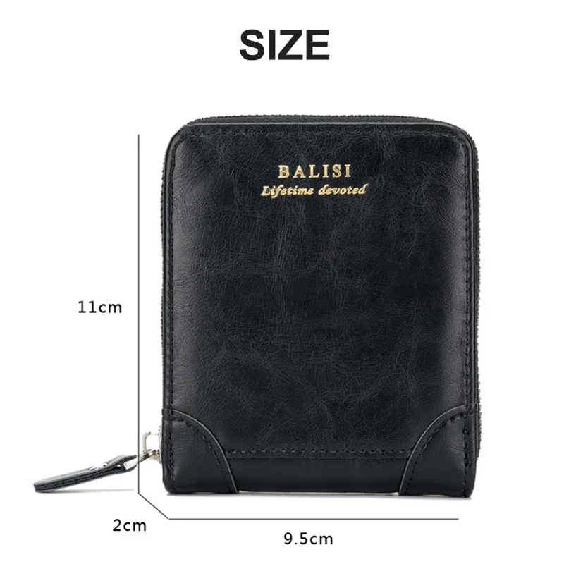 2024 New Men\'s Wallet PU Leather Purse Zipper Retro Style Short Wallets Men Card Holders Coin Storage Money Bag A03