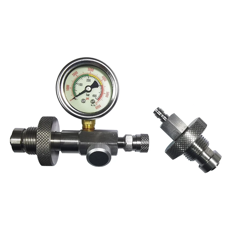 New HPA Air DIN Dive Cylinder Decanting Equalising Fill Station Pressure Hose and Pressure Gauge Dual 232 and 300 Bar