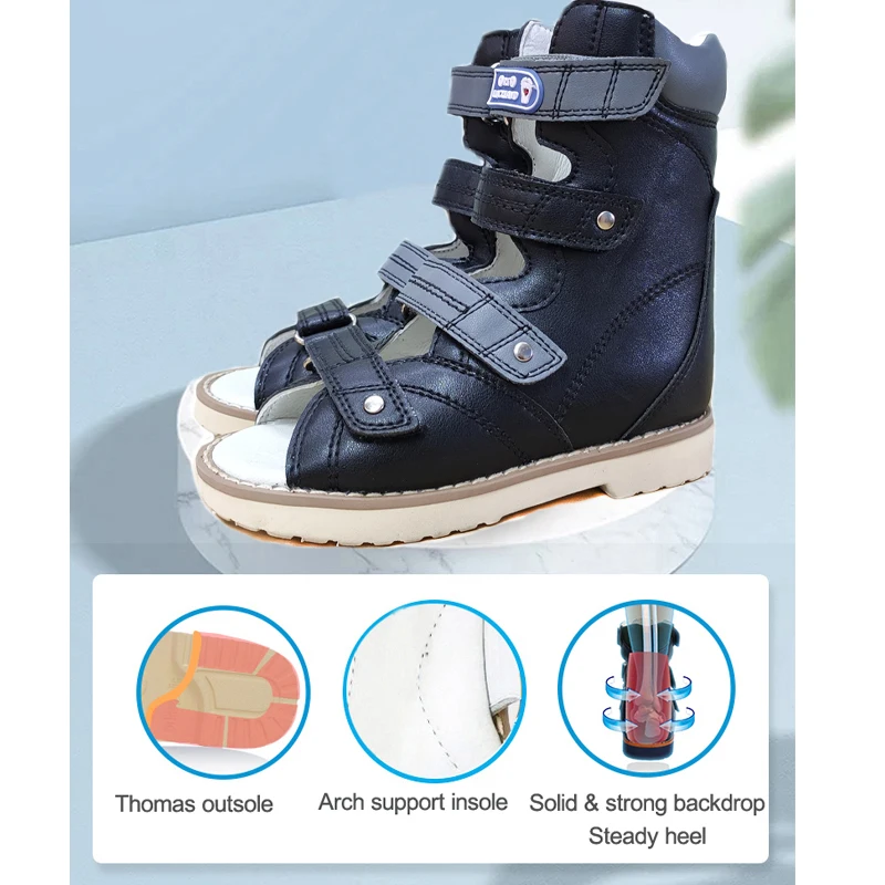 Boy Sandals Orthopedic Shoes For Kid High Top Summer Leather Children Toddler  Correct Supinator Pronator Flatfeet