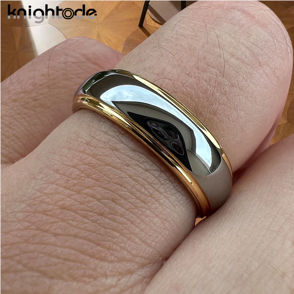 6/8mm Fashion Tungsten Carbide Wedding Bands For Men Women Engagement Ring Jewelry Gold Color Steped Dome Polishing Comfort Fit