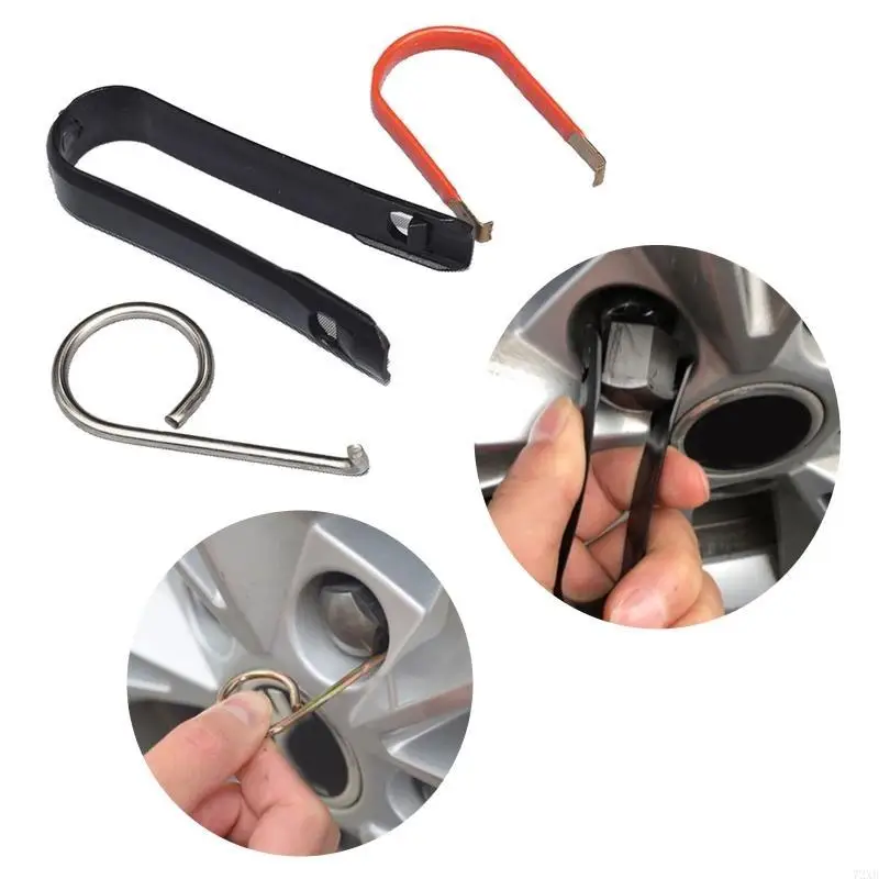 Car Wheel Nut Lug Dust Cover Disassembly Tools Wheel Lug Removal Hook Clips 72XB