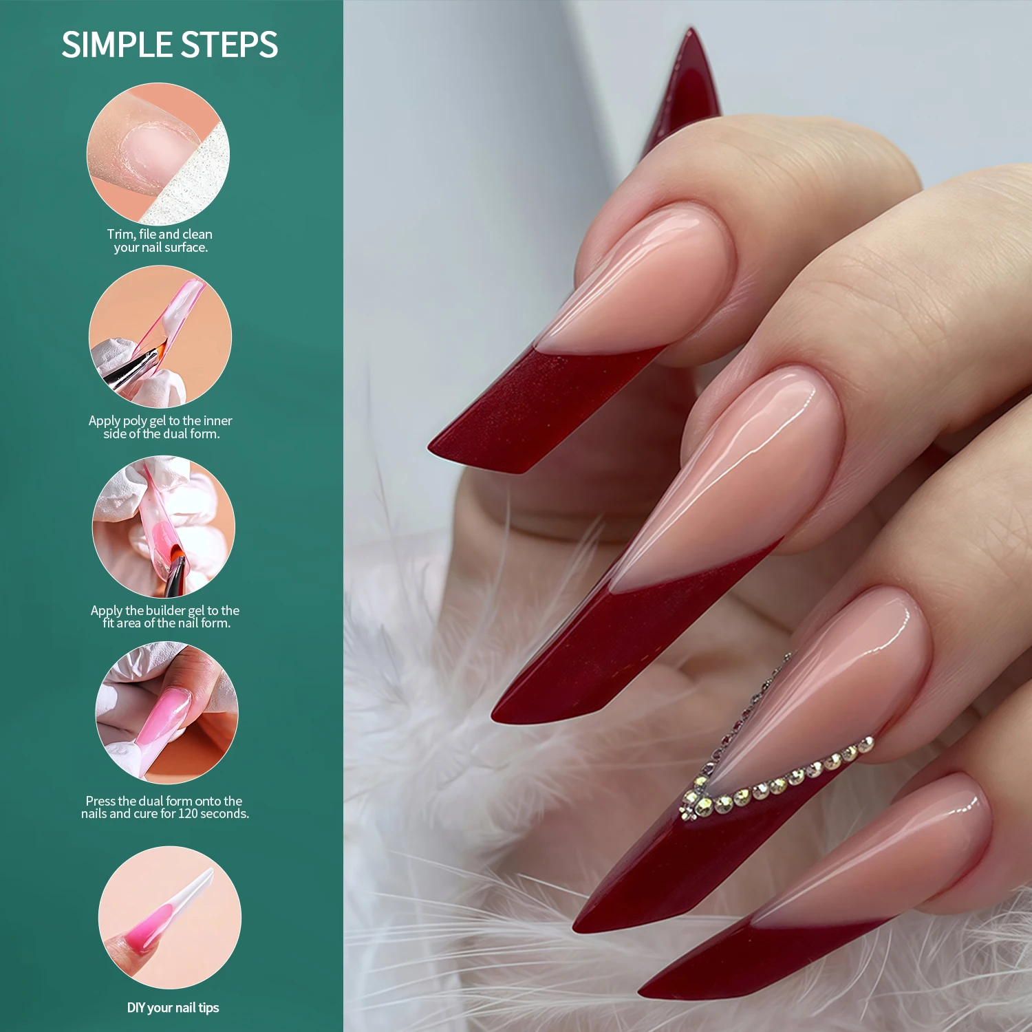 NAILPOP Frech مسمار أشكال مزدوجة مجموعة مسمار أشكال مزدوجة ل بولي تمديد هلام مسمار أشكال قوالب الاكريليك مجموعات للتقليم 75/150 قطعة #5