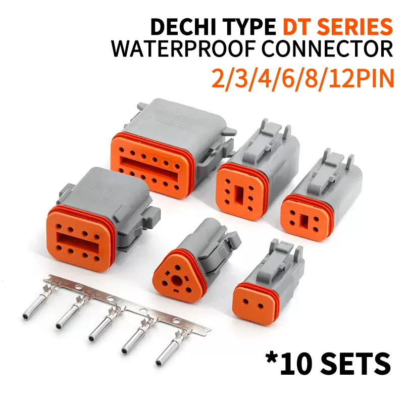 

10 Sets Deutsch Type Connector Male Female Waterproof DT Connectors 2-Pin Dt04-2p Dt06-2s 8202612040,Sealable,2 Position