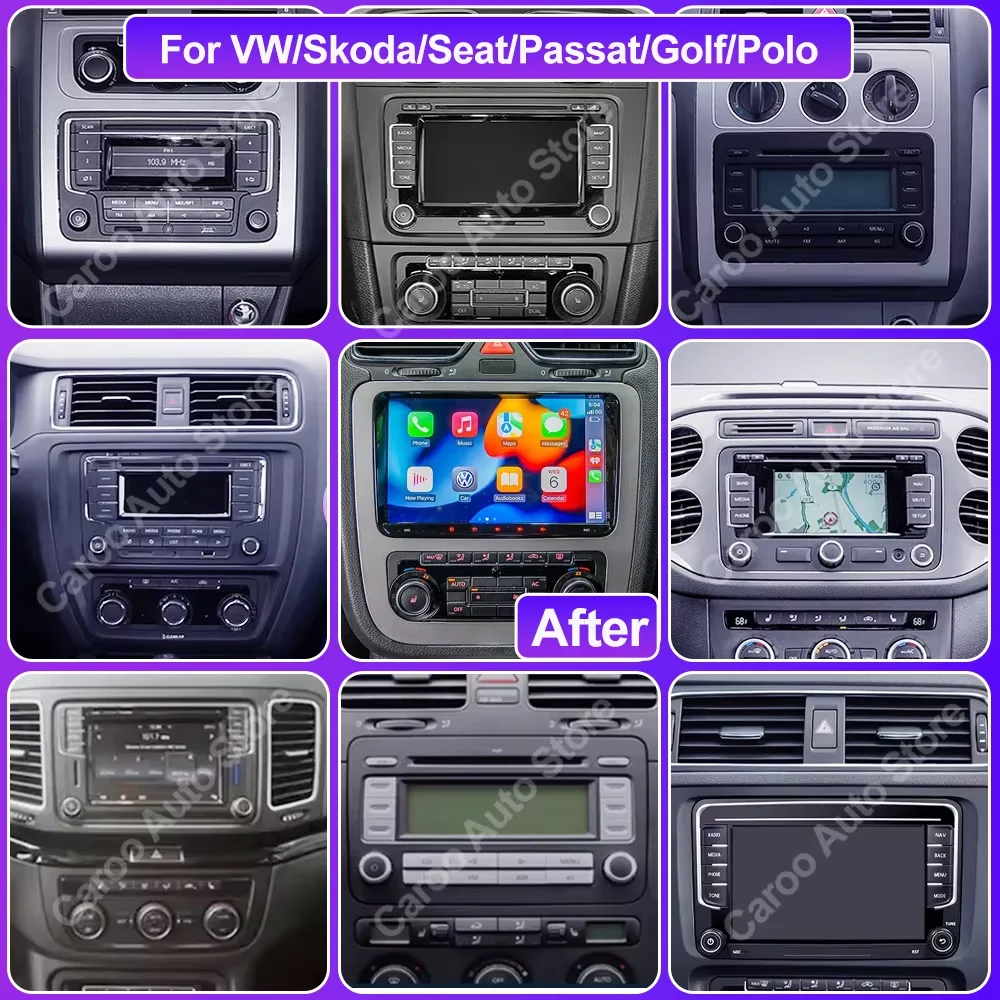 Android Radio For VW T5 Jetta Passat B6 Golf MK6 Tiguan Touran Scirocco Skoda Rapid Octavia Leon CarPlay Video GPS No 2din Video