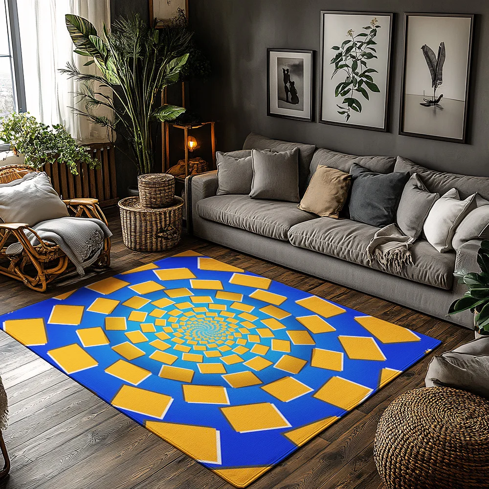 

Tuniu Colorful Geometric Spiral Rug, Non-Slip Floor Mat, Home Decor, Living Room Carpet, Bedroom Accent Rug