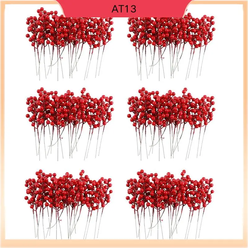 

AT13 120 упаковок 8 дюймов искусственные рождественские стебли красных ягод для елочных украшений, рождественский венок своими руками