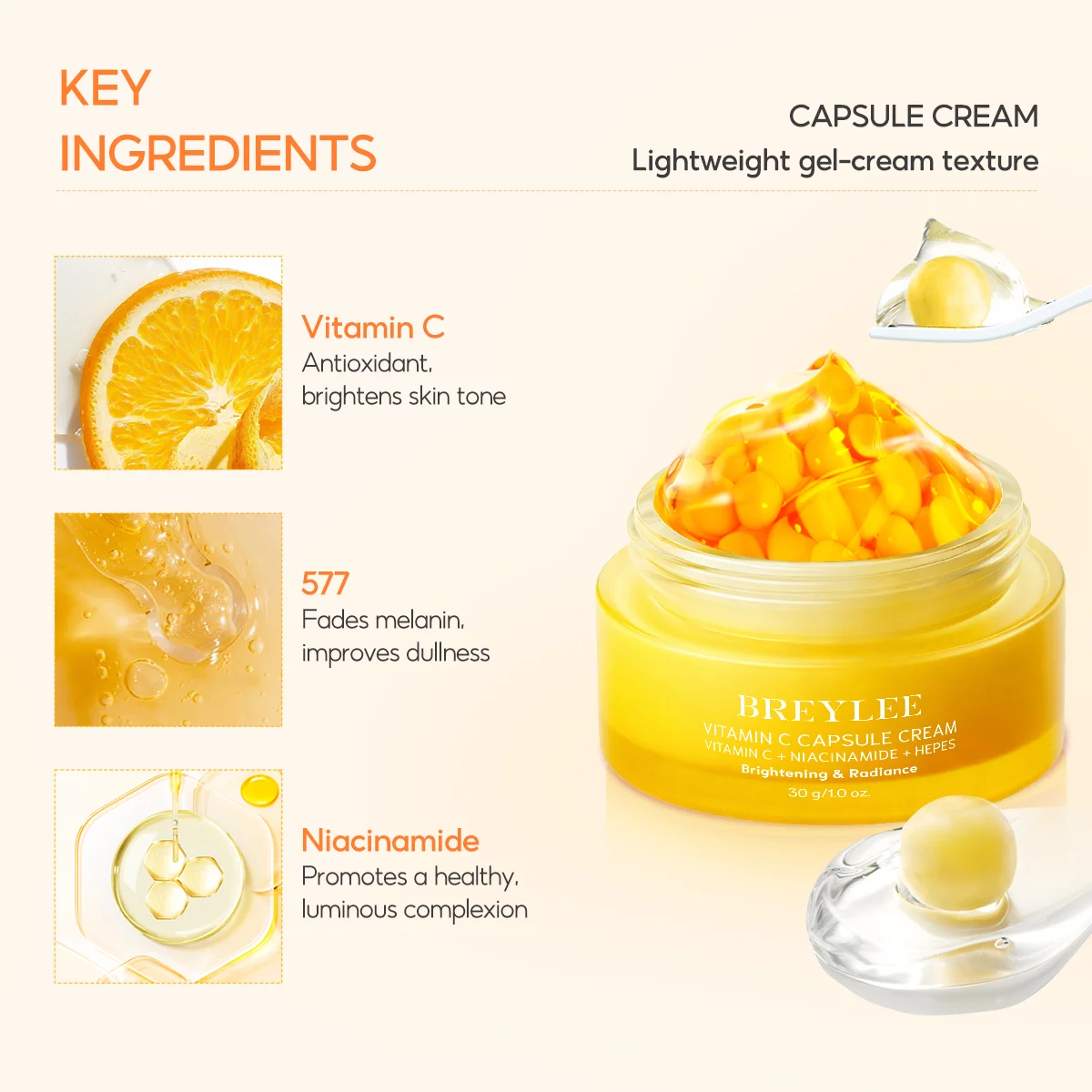 BREYLEE Gesichtscreme Retinol Vitamin C Serie - Feuchtigkeitsspendend, Anti-Aging, Aufhellend – Detail 4