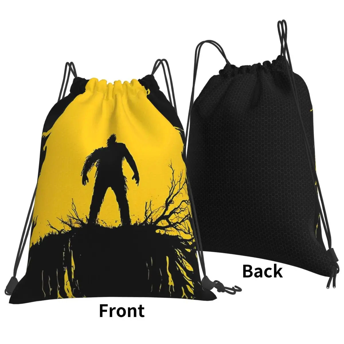 Horror Pit Menacing Figure Creepy Downhole Backpacks Casual Drawstring Bundle Pocket Sundries Bag Book Bags for Travel School