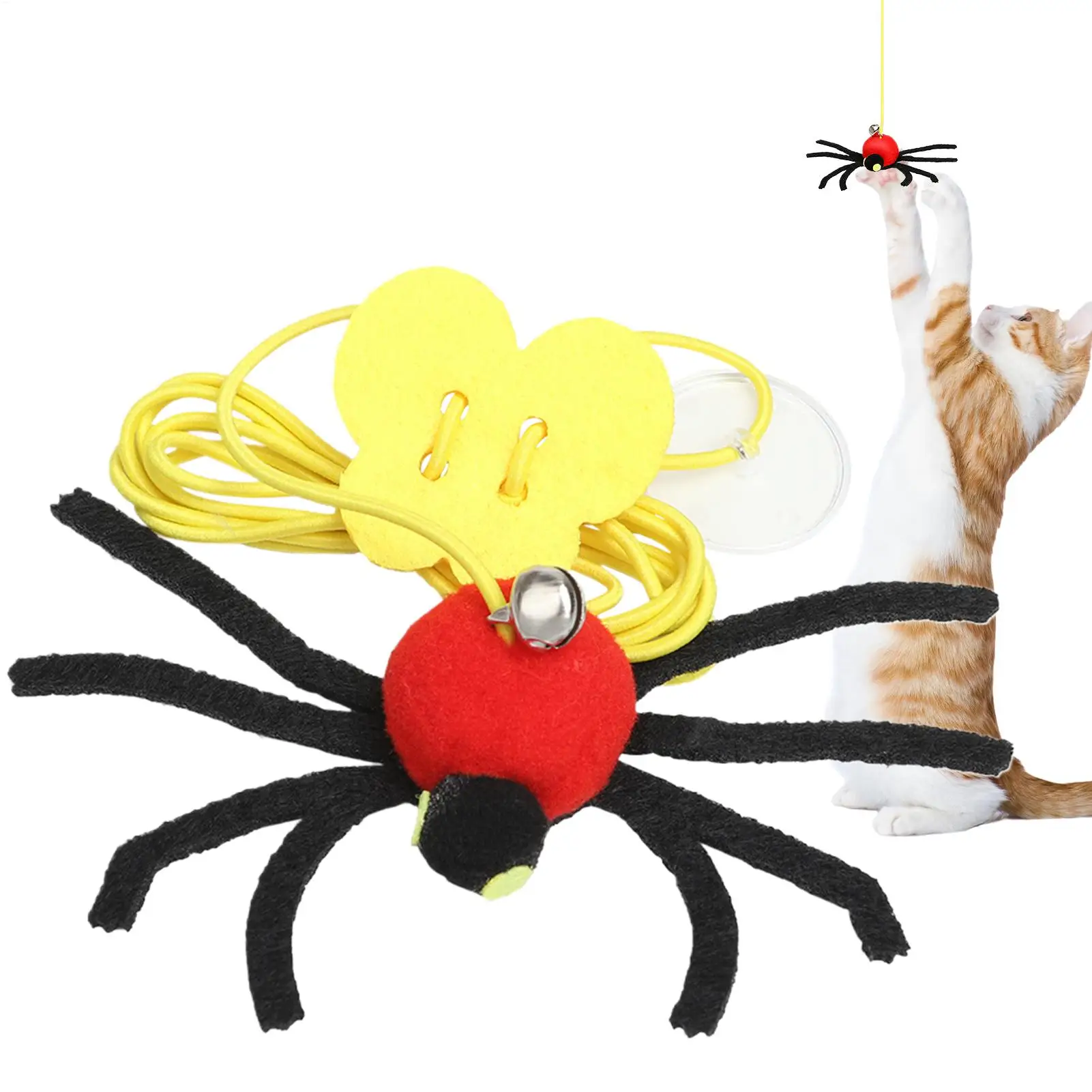 Tür-Katzenspielzeug zum Aufhängen, interaktive gefälschte Spinne, elastische Schnur, stimulierendes Katzenspielzeug für Welpen, Kätzchen, kleine, mittelgroße und große Rassen, Haustier