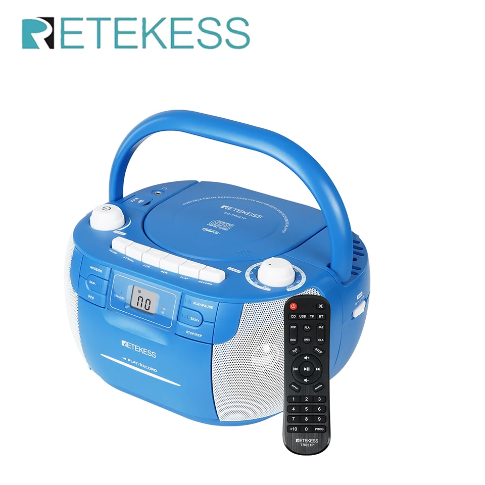RETEKESS TR621P Bluetooth Multi-functional Radio Portable CD Cassette Player Recorder Stereo Boombox FM/AM for Party Home Gifts