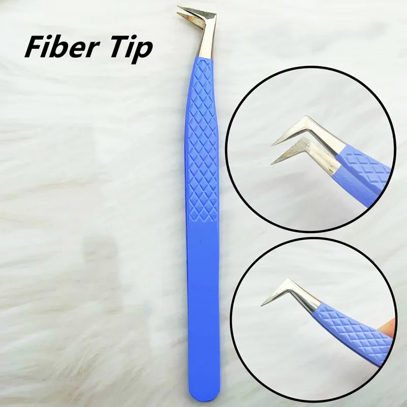 Professionele Fiber Tips Wimper Pincet Blauwe Precisie Pincet Wimpers Pincet Met Vezel Tip Pincet Voor Wimper Extensions