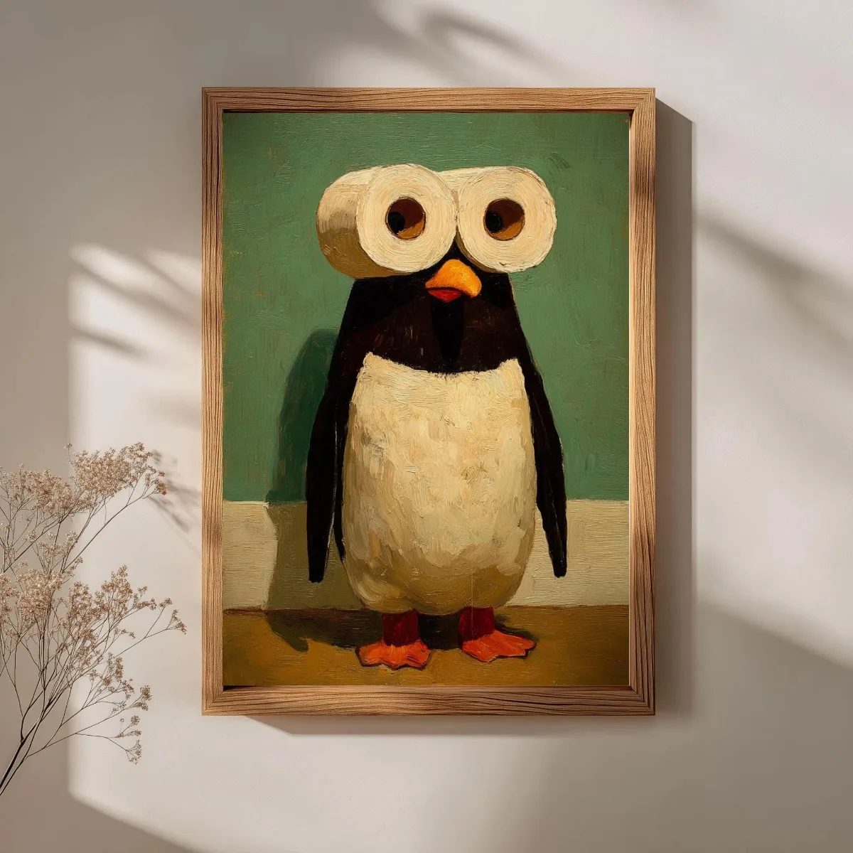 Funny Penguin Toilet Canvas Prints Poster Tissue Roll Binoculars Whimsical Animal Art Prints Bathroom Wall Art Home Decor Poster