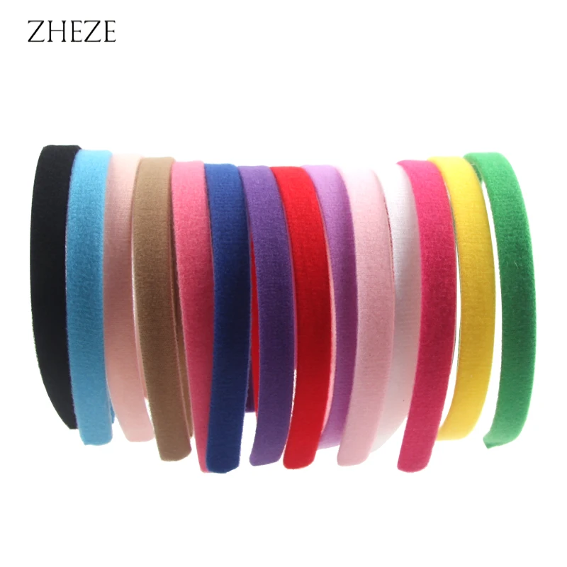 10Pcs/Lot 14 Colors Soft Velvet Fabric 1.5cm Width Hairband For Festival Mouse Ears HeadbandGirls Women DIY Hair Accessories