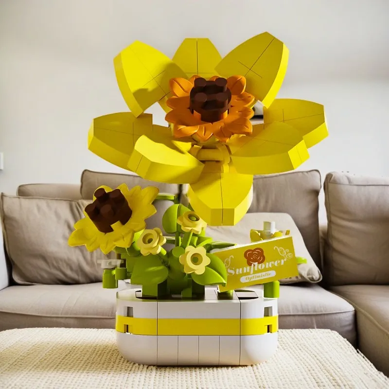 Blumenstrauß Blume Erwachsene Bau Weihnachtsbaum Bausteine für Kinder 7 bis 10 Jahre alt Mini zusammengebaute Ziegel Mädchen Geschenke