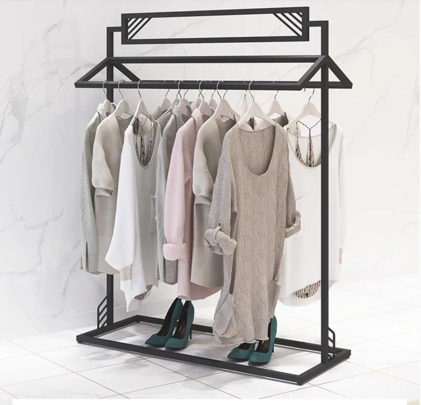 

Clothing store display rack Zhongdao double row rack parallel bar clothes rack double hanging display rack hanging clothes