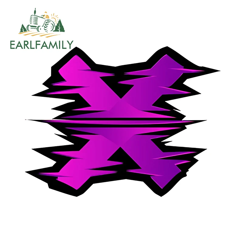 EARLFAMILY 13cm × 10cm Purple X Logo Car Stickers Interesting Cool Cartoon Design Decals Perfect Fashionable Car Door Protector