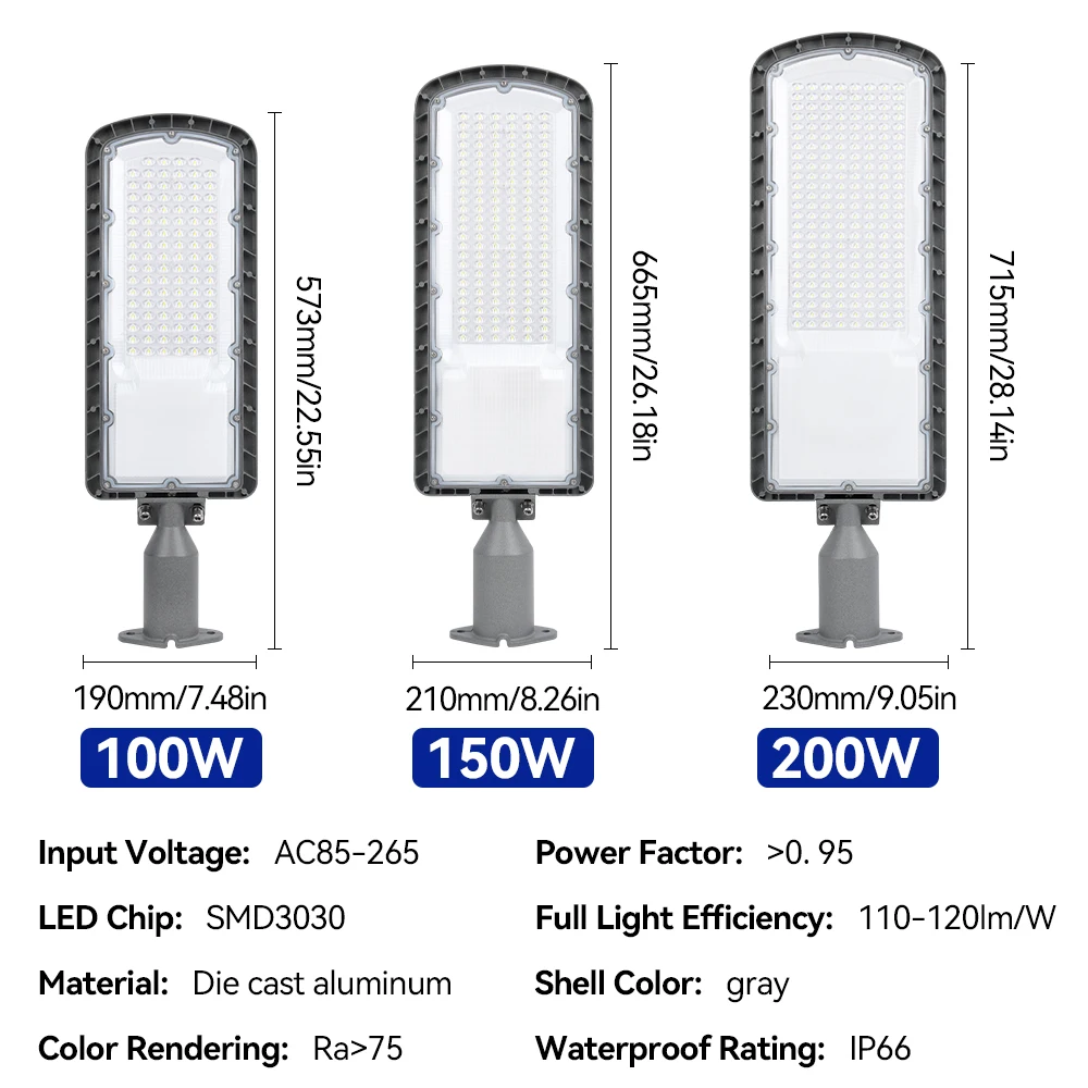 LED Street Light High Brightness AC85V-265V Road Light IP66 Wateproof Outdoor Lighting SMD 3030 Square Lamp For Country Street