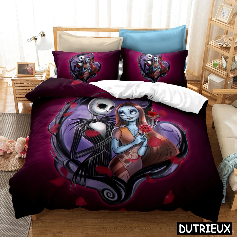 

The Nightmare Before Christmas Duvet Cover Set 3D Cartoon Printed Bedding Set Queen King Size Comforter Cover Pillowcase Set