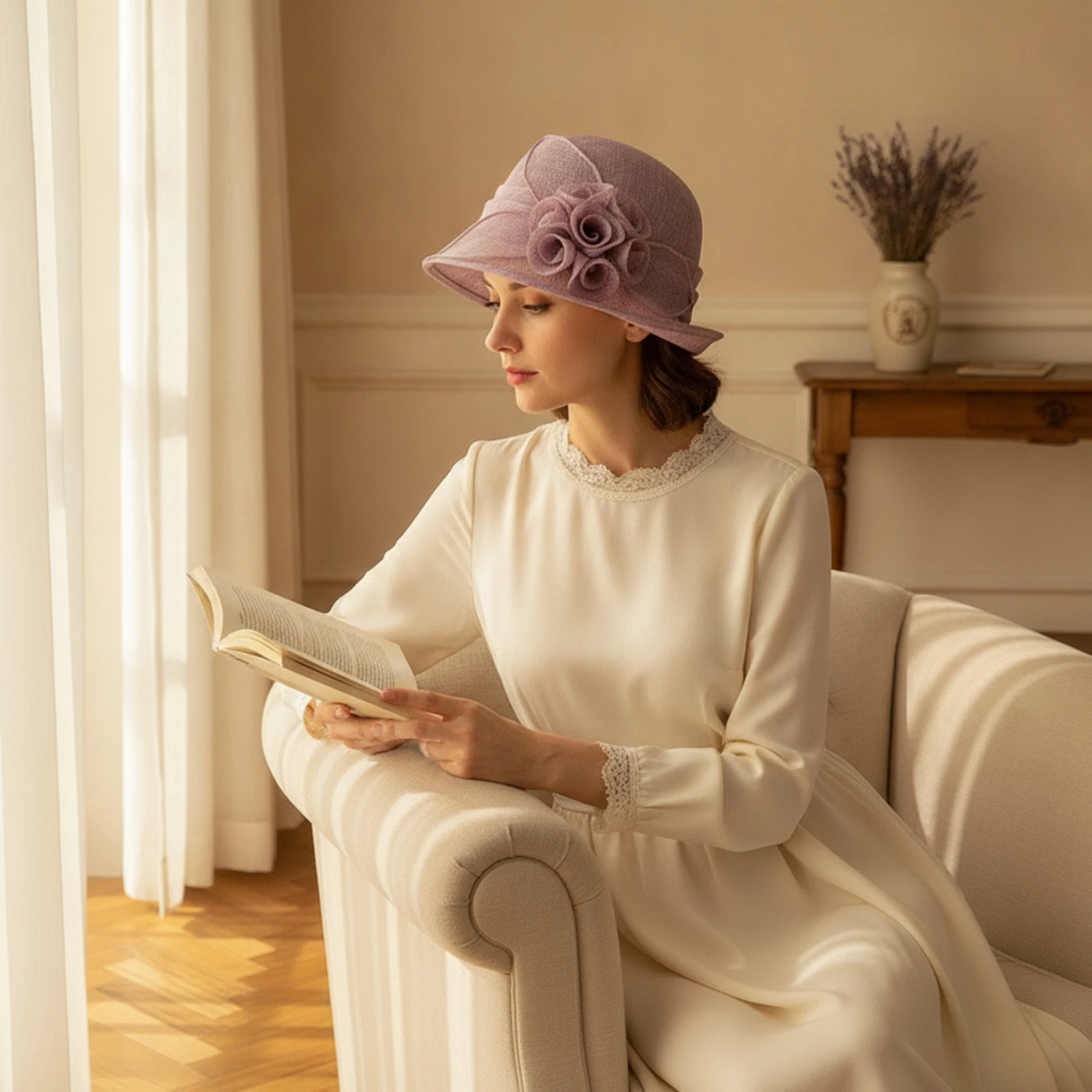 Hemp Hat Woven Gauze Hat Headwear See-Through Comfortable for Women, Summer, Garden Parties
