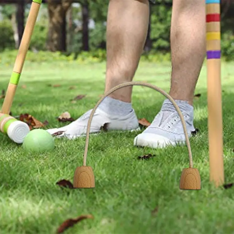 New Croquet Hoops And Wickets 5pcs Family Croquet Wickets Set 7.08x5.9in Cotton Rope Croquet Wickets Lawn Game For Family