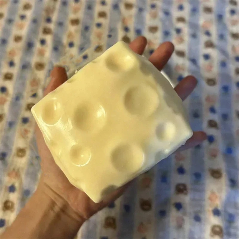 Cheese Cube Stress Ball Big Cheese Shapeable Squeeze Ball Non-Bounce Fidget Toy Relieve Stress Sensory Anti-Stress Festival Gift