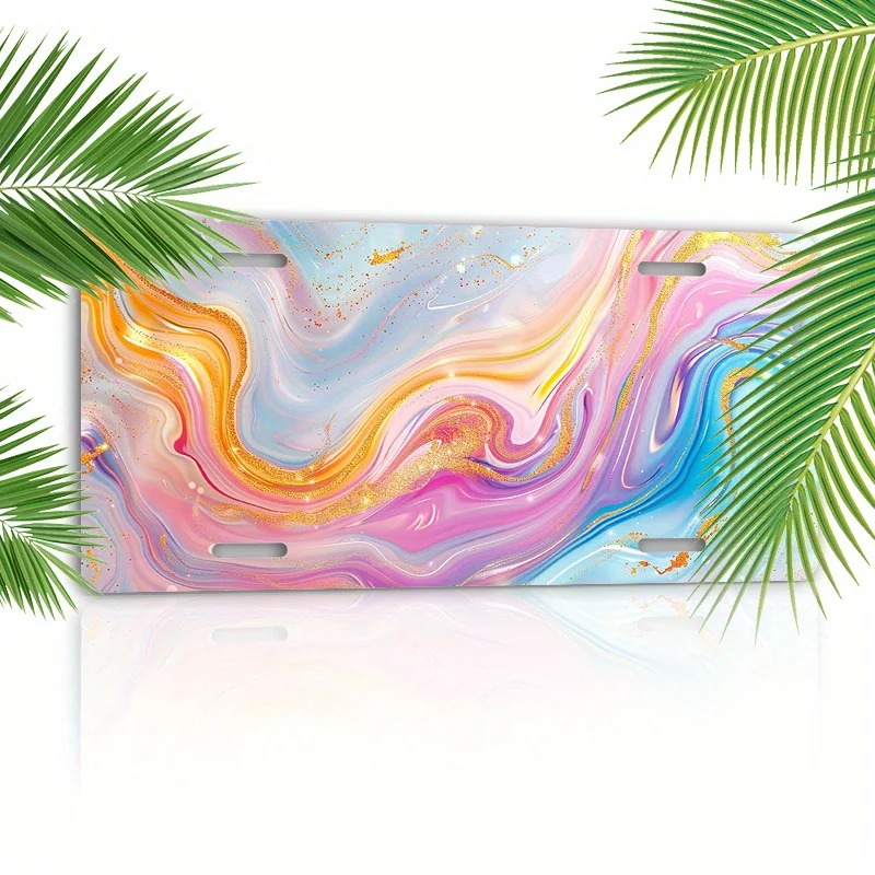 1pc Aluminum License Plate 6x12 inches - Abstract Design, Decorative Car Front Plate, Scratch-Resistant, UV Ink Printed, Fadeles