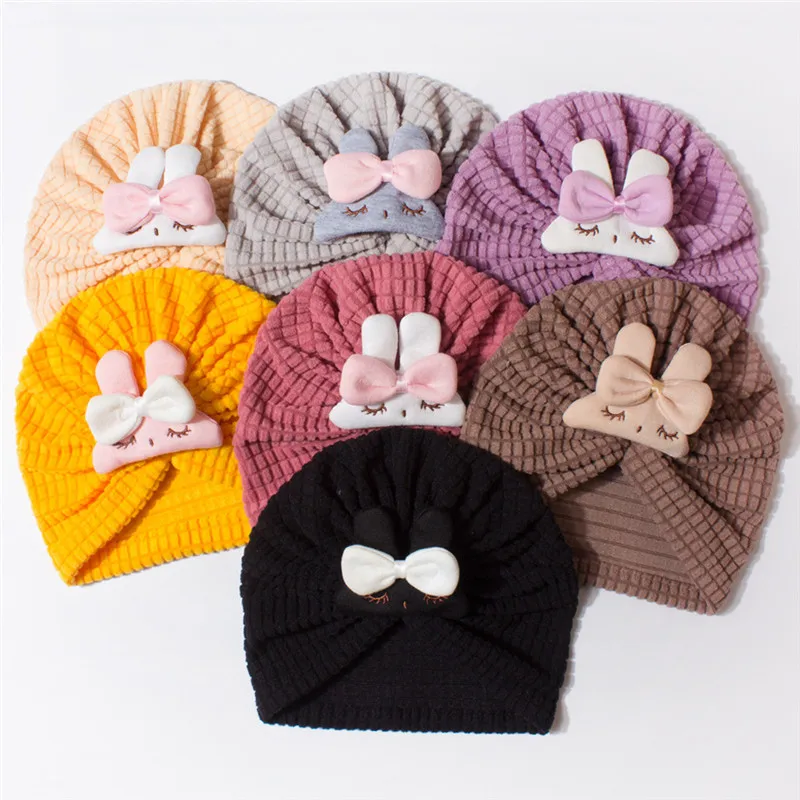 قبعة الطفل لطيف القوس عقدة عمامة الوليد قبعة هندية جميلة الفتيات إكسسوارات الشعر غطاء الرأس المرن #2