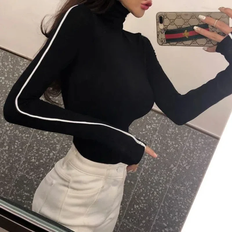 Sexy Slim All-match Bottoming Shirt Spring Autumn New Long Sleeve Solid Color Simplicity Tops Tees Fashion Casual Women Clothing