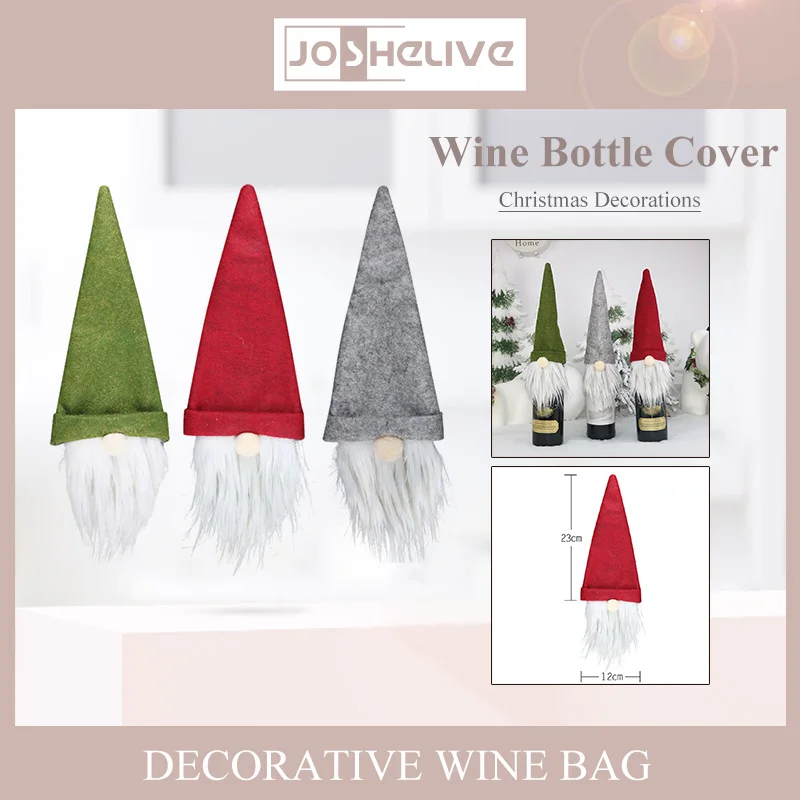 Wholesale Christmas Wine Bottle Cover Cute Gnome Faceless Doll Champagne Bottle Cover Dress Up Xmas Halloween Decoration 크리스마스