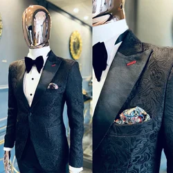 Formal Floral Suits for Men 2024 Custom Made Groom Wedding Tuxedo 2 Pieces Male Fashion Jacket with Pants Custom Made Man Suit